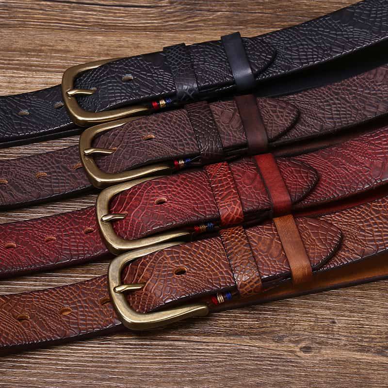 Coarse Grain Pattern Thicken Leather Heavy Duty Belt-1.5 "