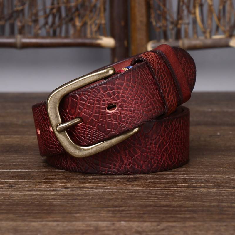 Coarse Grain Pattern Thicken Leather Heavy Duty Belt-1.5 "