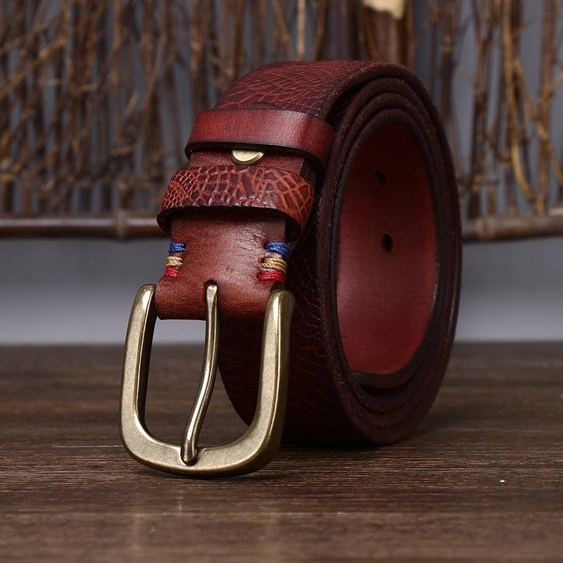 Coarse Grain Pattern Thicken Leather Heavy Duty Belt-1.5 "