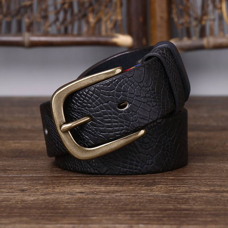 Coarse Grain Pattern Thicken Leather Heavy Duty Belt-1.5 "