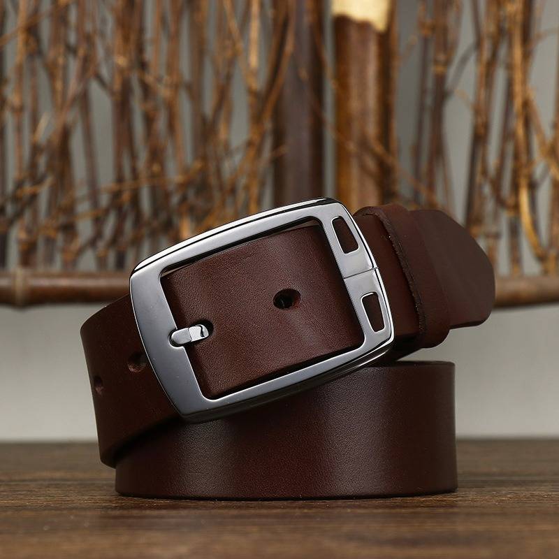 Business Men's Work Belt with Hypoallergenic Ceramic Buckle-1.5"