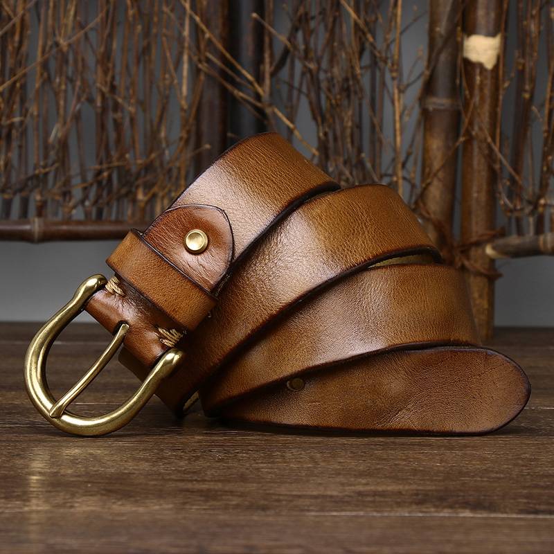 mens brown leather belt 