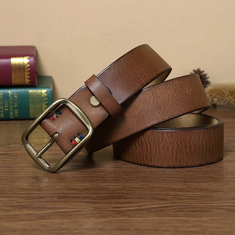 mens brown leather belt 
