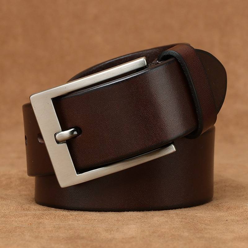 Business Mens Dress Belt with Silver Alloy Buckle -1.5"