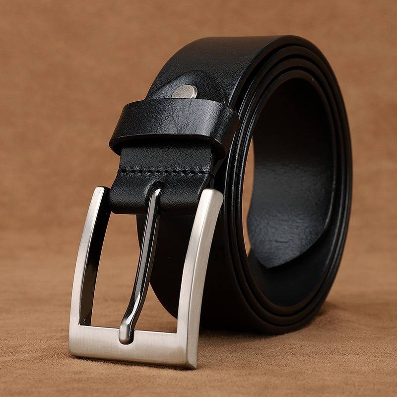 Business Mens Dress Belt with Silver Alloy Buckle -1.5"