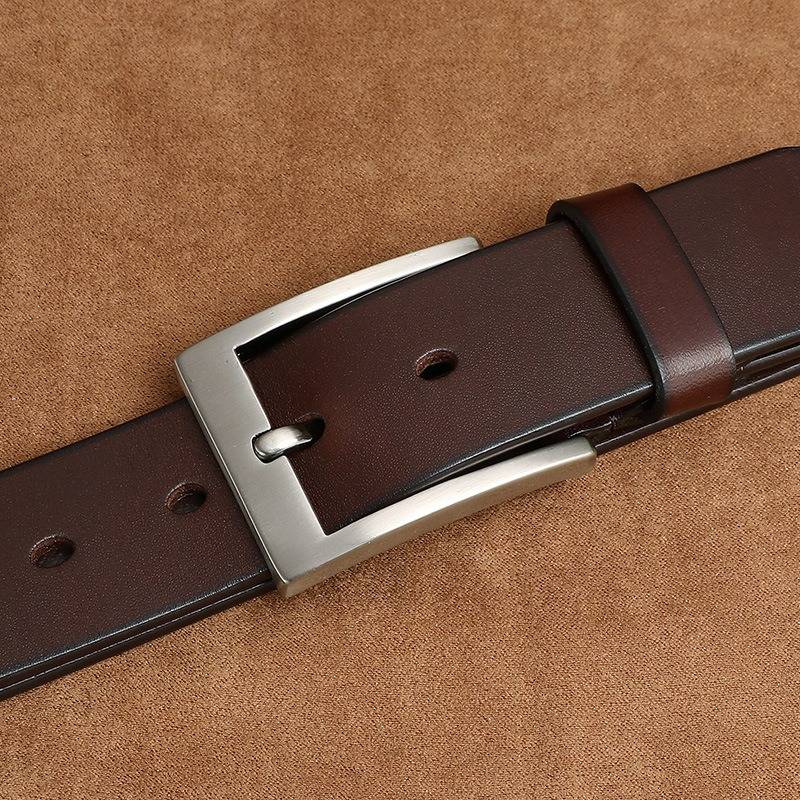 Business Mens Dress Belt with Silver Alloy Buckle -1.5"