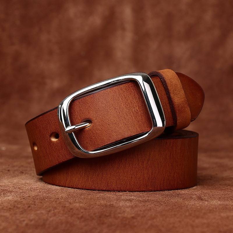 Business Casual Stainless Steel Buckle Men's Belt- 1.3"