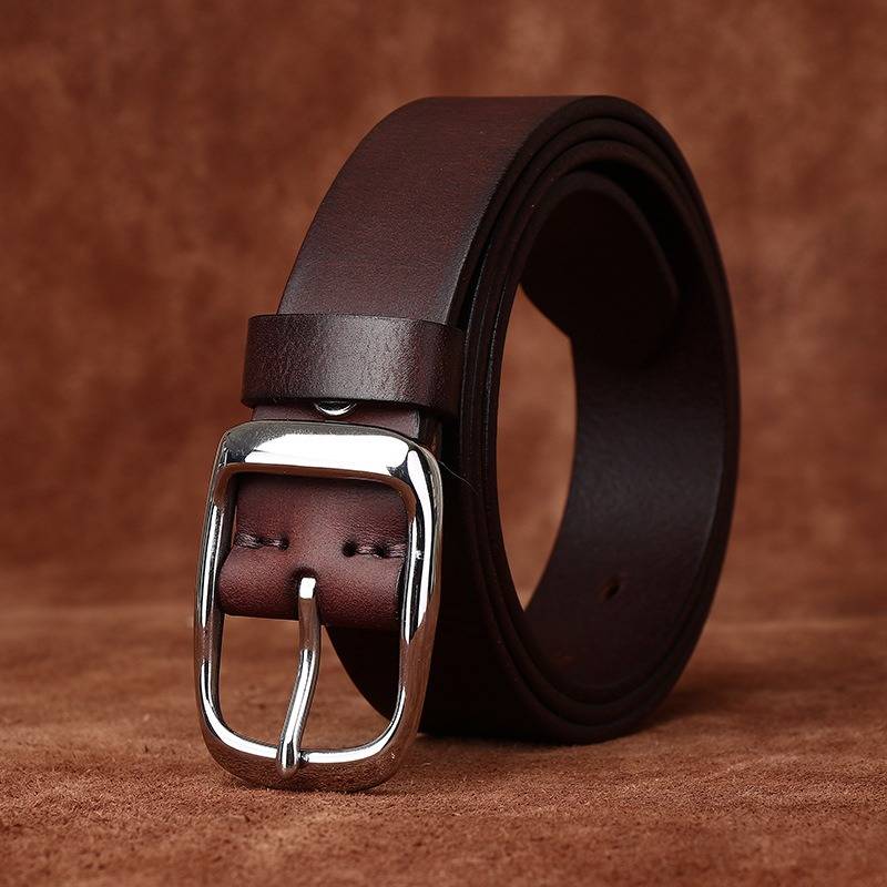 Business Casual Stainless Steel Buckle Men's Belt- 1.3"