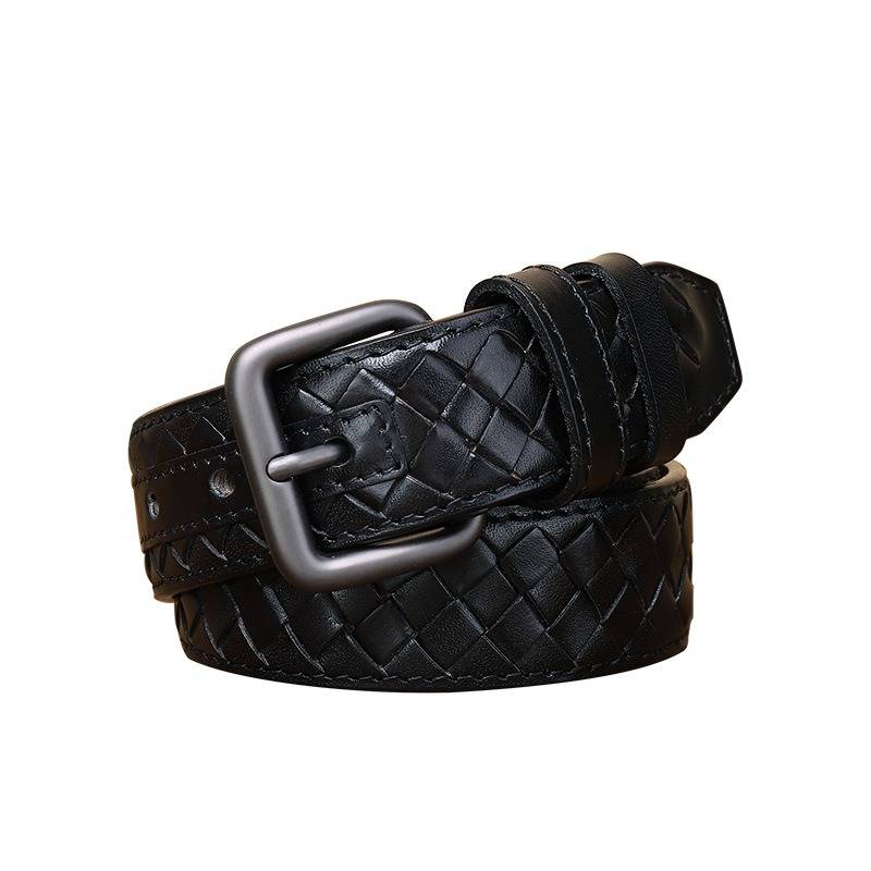 Handcrafted Braided Men Leather Belt with Men Alloy Buckle-1.3"