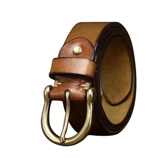 Vintage Soft Pleated Finish Leather Mens Belt-1.5"